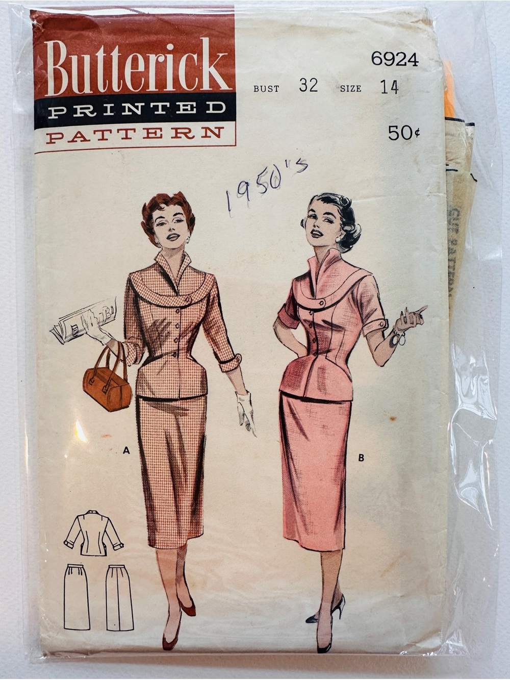 Butterick 6924 1950s dress pattern
